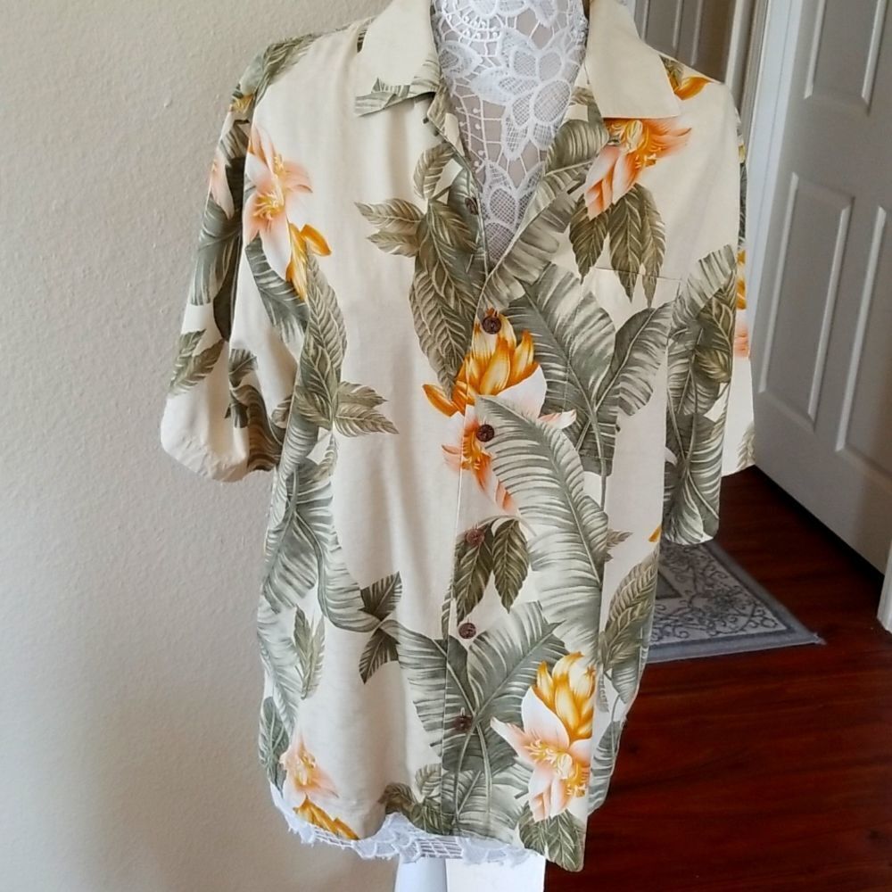 Jamaica Jaxx 100% Silk Aloha Shirt Size Medium‎